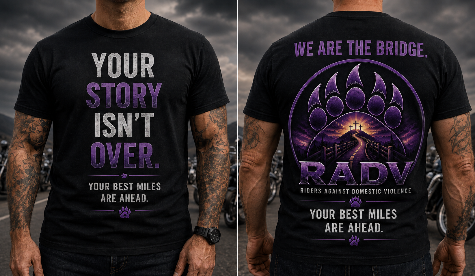 RADV Survivor Shirt front and back product mockup